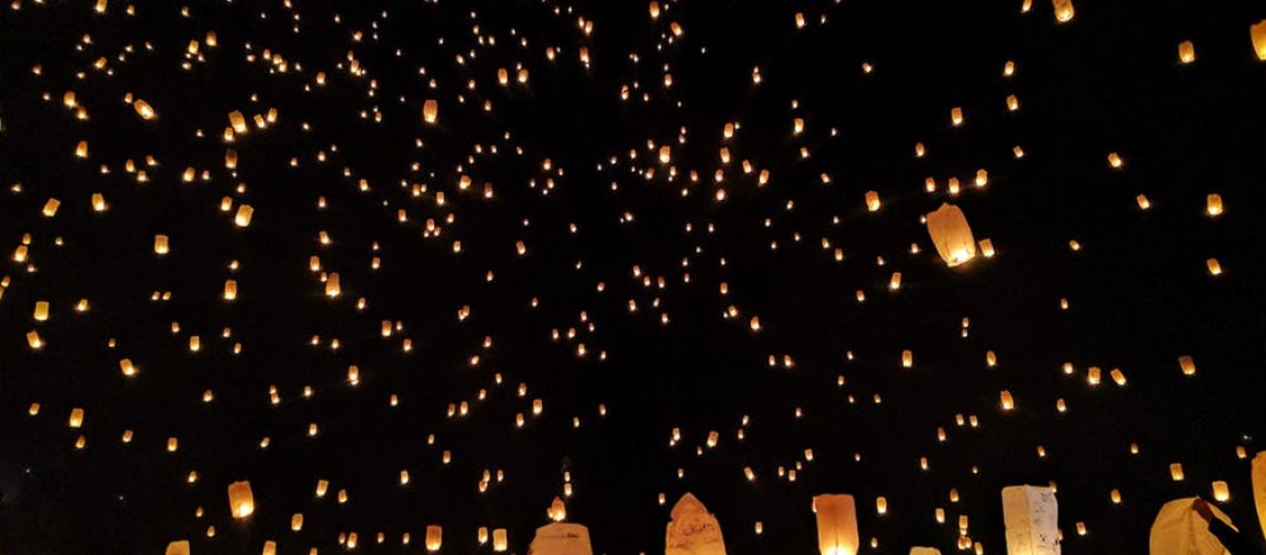 chinese lanterns filling the night sky