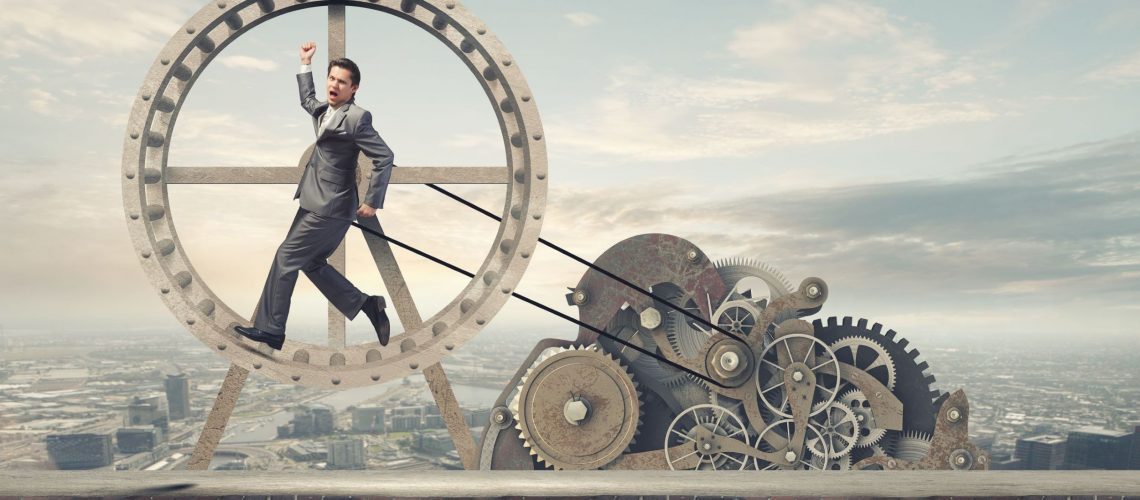 business man in hamster wheel